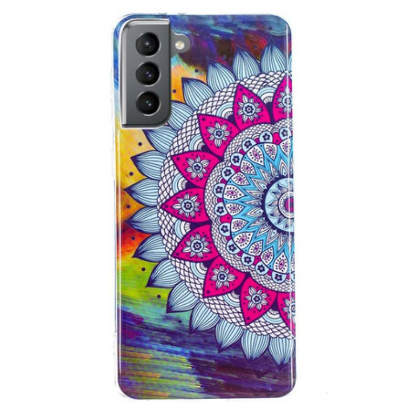 Cover Samsung Galaxy S21 FE Fluorescerende Farverig Mandala