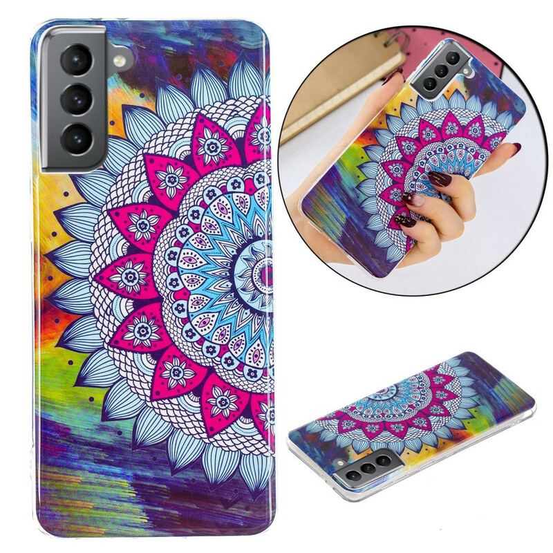 Cover Samsung Galaxy S21 FE Fluorescerende Farverig Mandala