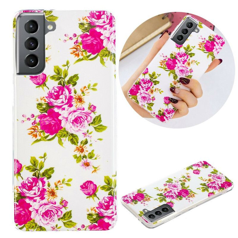 Cover Samsung Galaxy S21 FE Fluorescerende Liberty-blomster