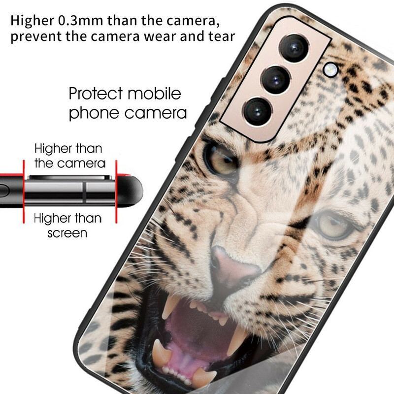 Cover Samsung Galaxy S21 FE Leopard Hærdet Glas