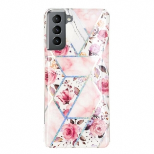 Cover Samsung Galaxy S21 FE Marmorerede Blomster