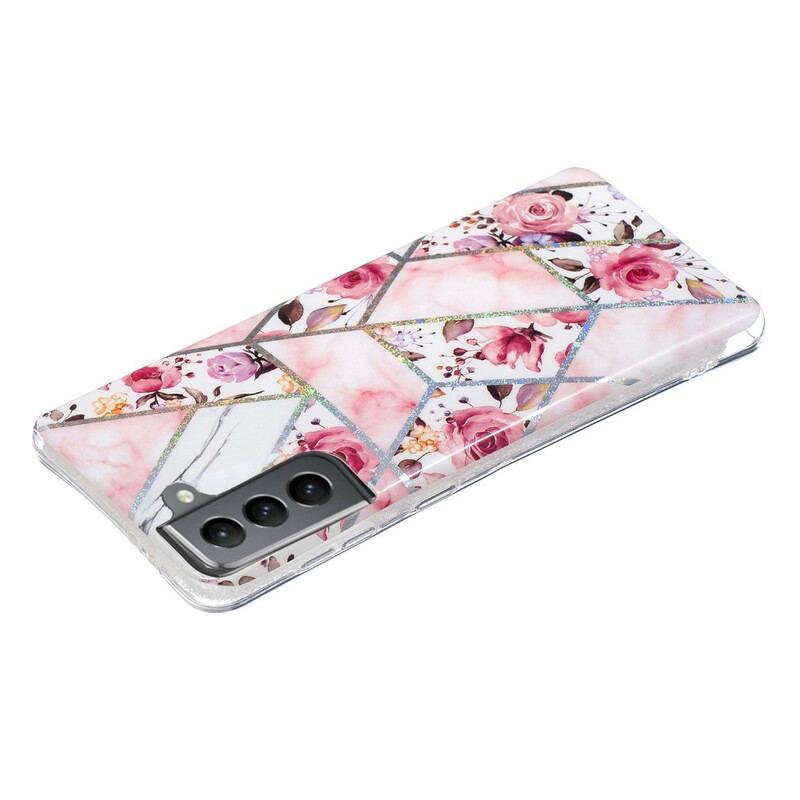 Cover Samsung Galaxy S21 FE Marmorerede Blomster