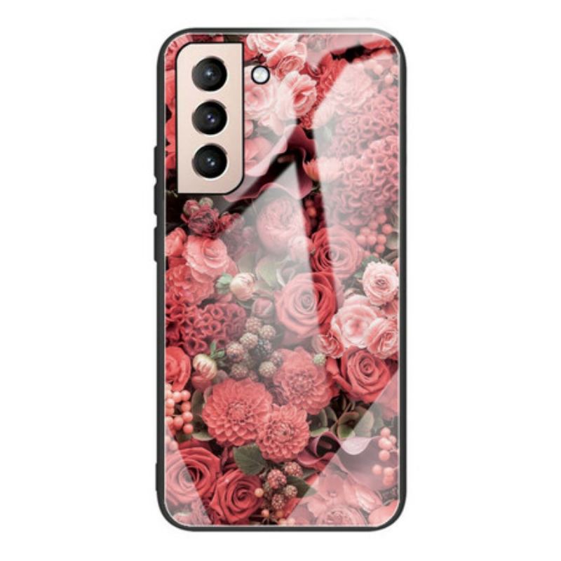 Cover Samsung Galaxy S21 FE Rose Blomster Hærdet Glas