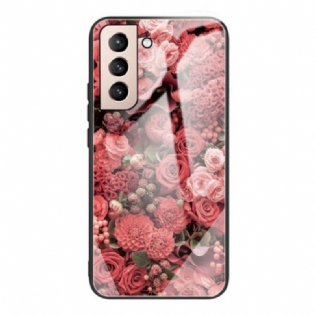 Cover Samsung Galaxy S21 FE Rose Blomster Hærdet Glas