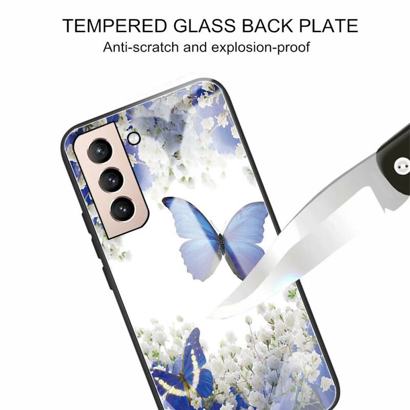 Cover Samsung Galaxy S21 FE Sommerfugle Design Hærdet Glas