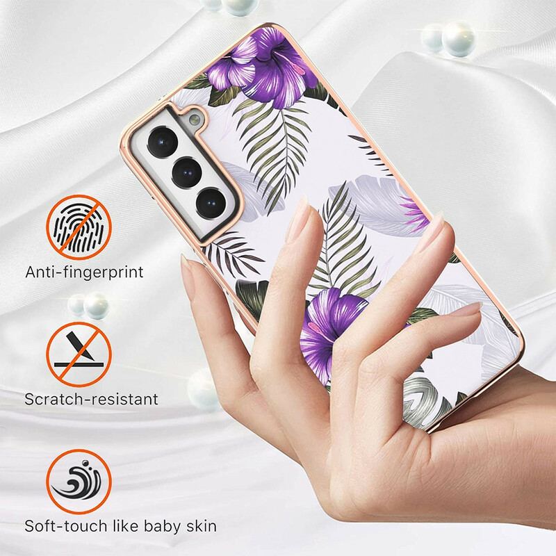 Cover Samsung Galaxy S21 FE Violet Blomster