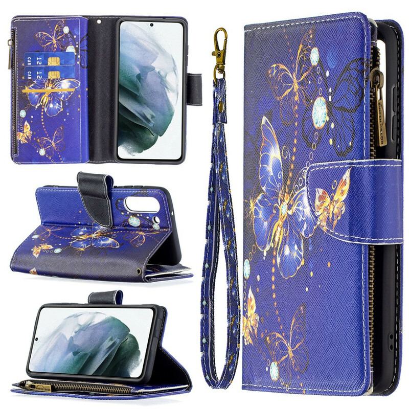 Flip Cover Samsung Galaxy S21 FE Butterflies Butterflies Zip Pouch