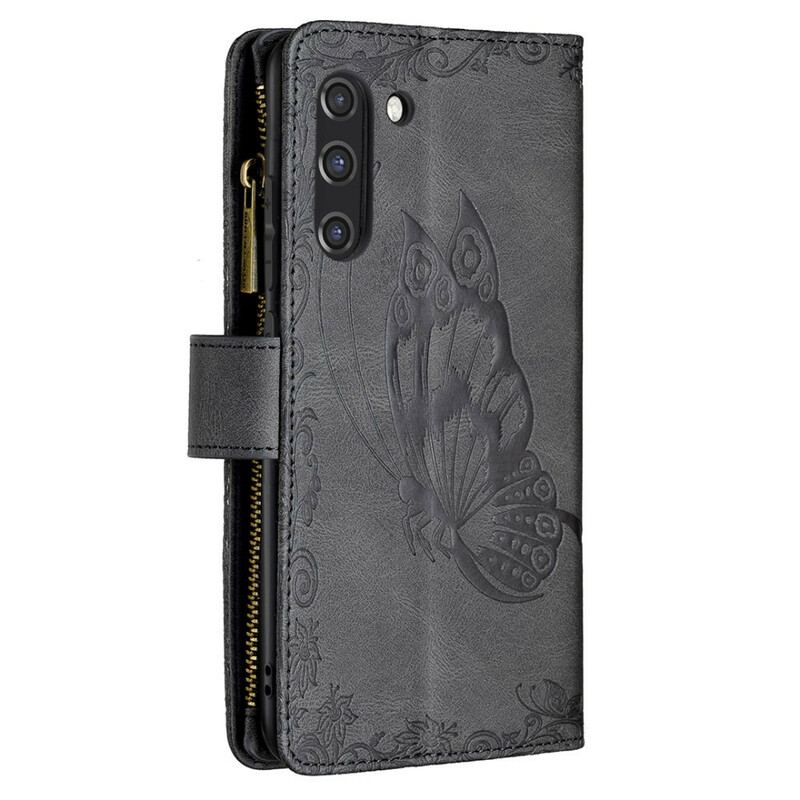 Flip Cover Samsung Galaxy S21 FE Butterfly Barok Lynlåslomme