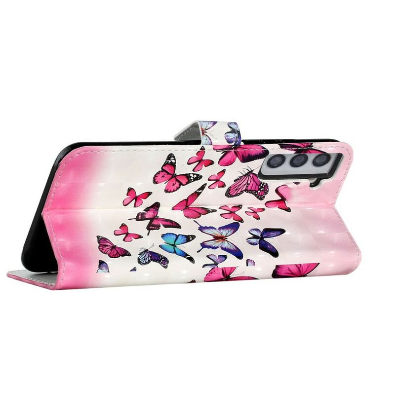 Flip Cover Samsung Galaxy S21 FE Flugt Af Sommerfugle