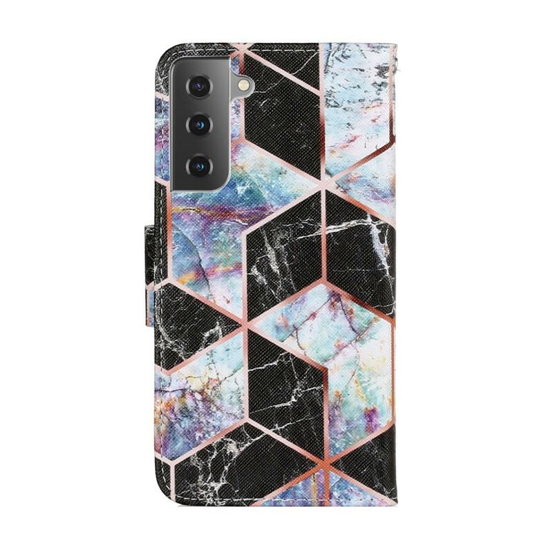 Flip Cover Samsung Galaxy S21 FE Geometrisk Marmorstil