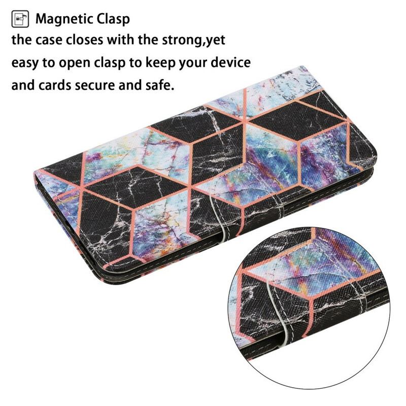 Flip Cover Samsung Galaxy S21 FE Geometrisk Marmorstil