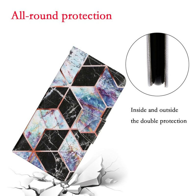 Flip Cover Samsung Galaxy S21 FE Geometrisk Marmorstil