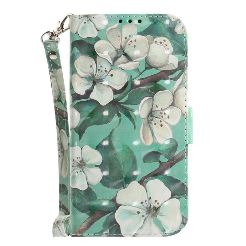 Flip Cover Samsung Galaxy S21 FE Med Snor Blomstrende Gren Med Rem