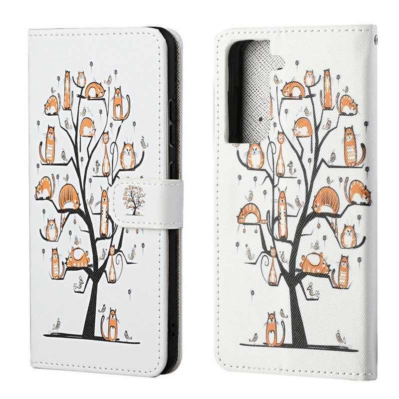 Flip Cover Samsung Galaxy S21 FE Med Snor Funky Cats Med Rem