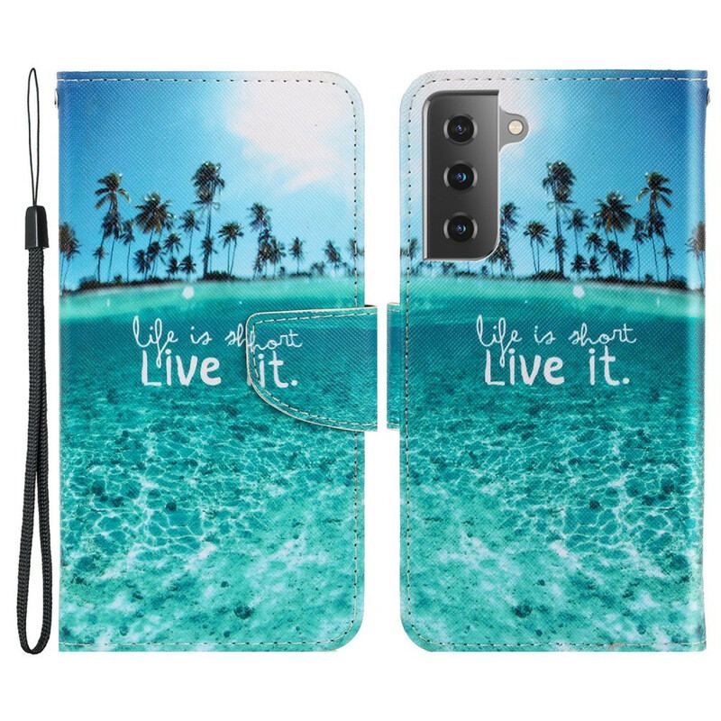 Flip Cover Samsung Galaxy S21 FE Med Snor Live It At Lanyard