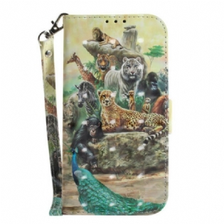 Flip Cover Samsung Galaxy S21 FE Med Snor Thong Safari Dyr