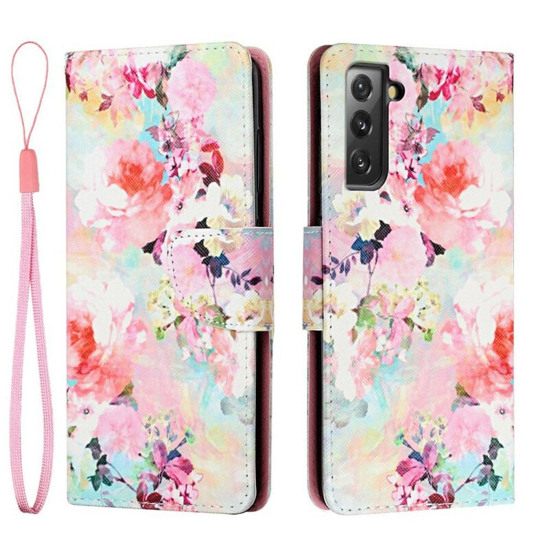 Flip Cover Samsung Galaxy S21 FE Med Snor Vintage Strappy Floralies