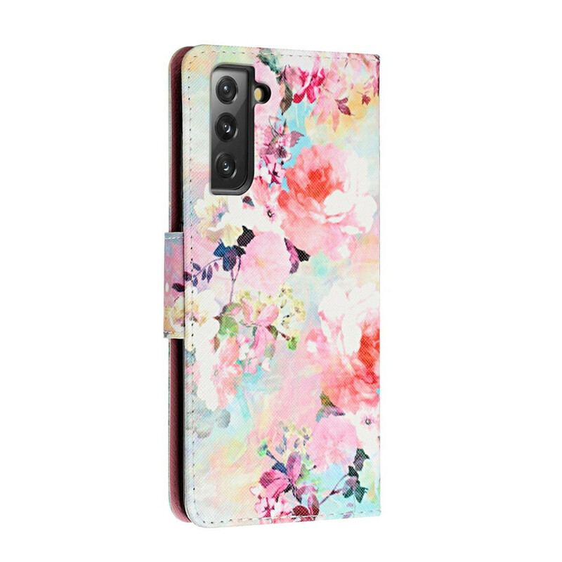 Flip Cover Samsung Galaxy S21 FE Med Snor Vintage Strappy Floralies