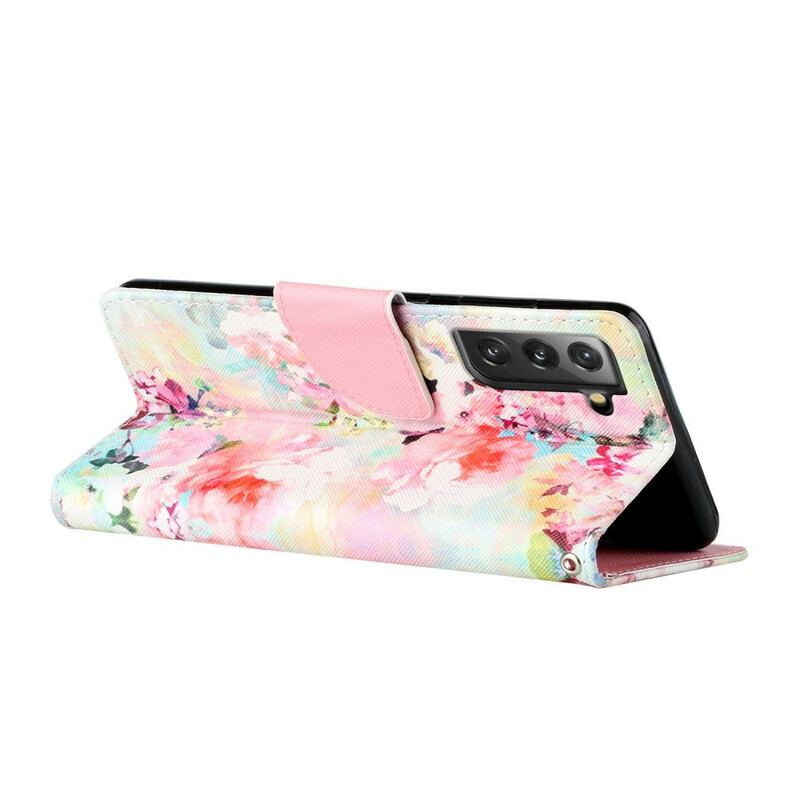 Flip Cover Samsung Galaxy S21 FE Med Snor Vintage Strappy Floralies