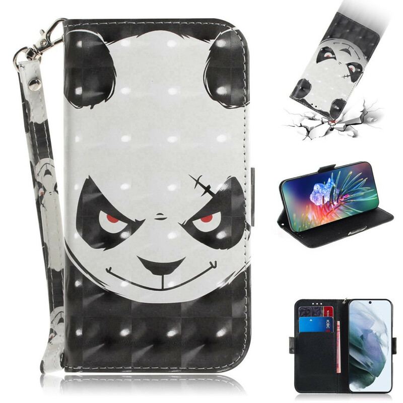 Flip Cover Samsung Galaxy S21 FE Med Snor Vred Panda Med Snor