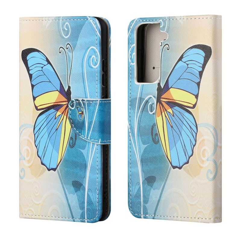 Flip Cover Samsung Galaxy S21 FE Sommerfugle