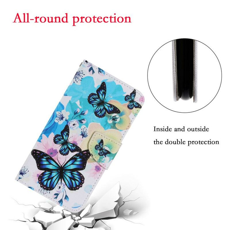 Flip Cover Samsung Galaxy S21 FE Sommerfugle Og Sommerblomster