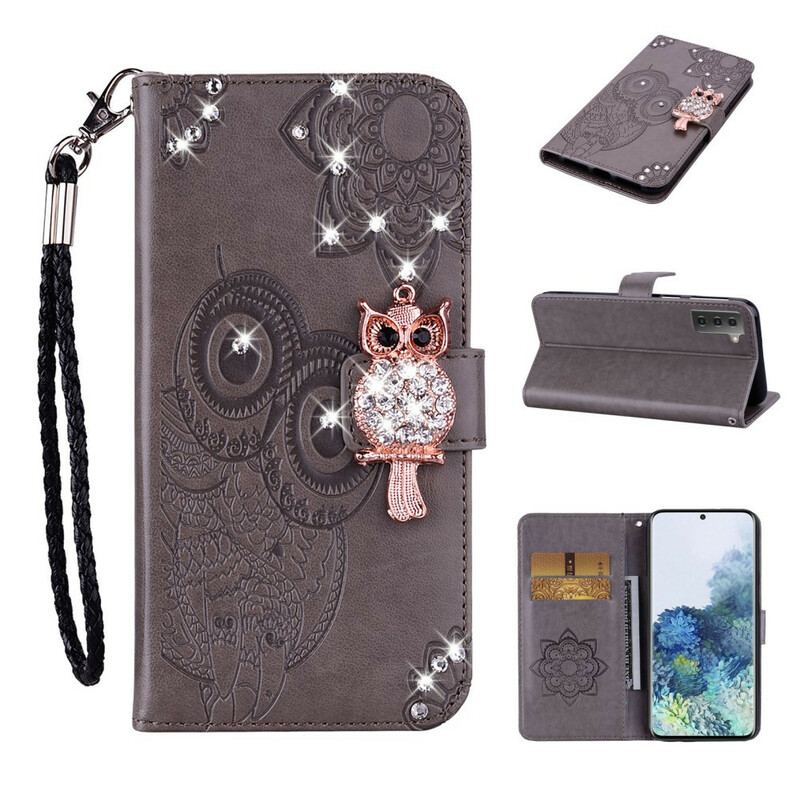 Flip Cover Samsung Galaxy S21 FE Ugle Mandala Og Charm