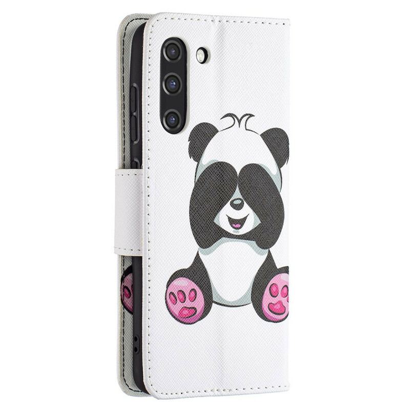 Læder Cover Samsung Galaxy S21 FE Panda Sjov