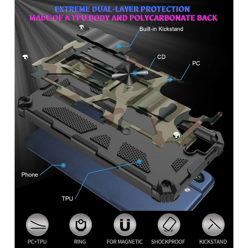 Mobilcover Samsung Galaxy S21 FE Camouflage Aftagelig Støtte