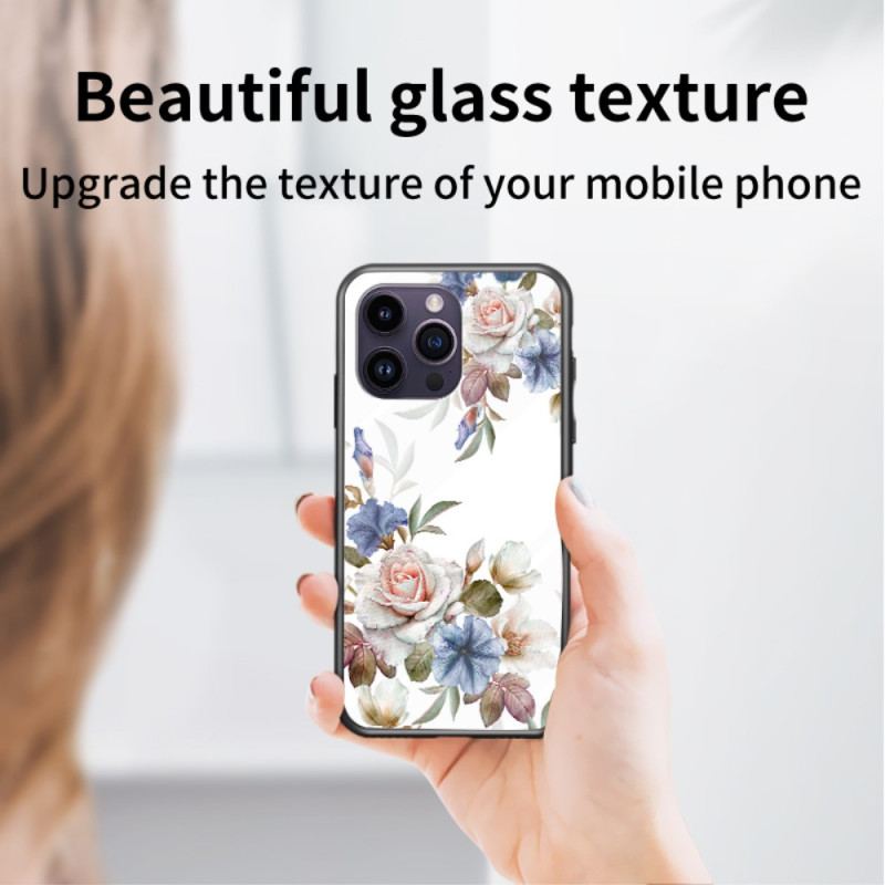 Cover iPhone 15 Pro Max Blomsterhærdet Glas Med Støttering