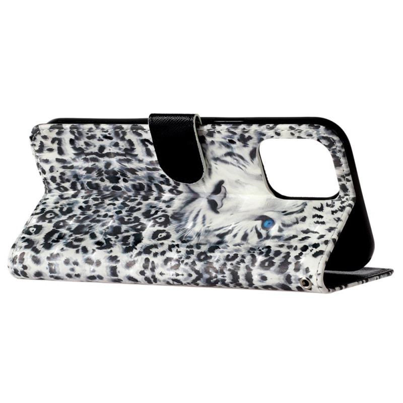 Flip Cover iPhone 15 Pro Max Med Snor 3d Leopard Med Rem