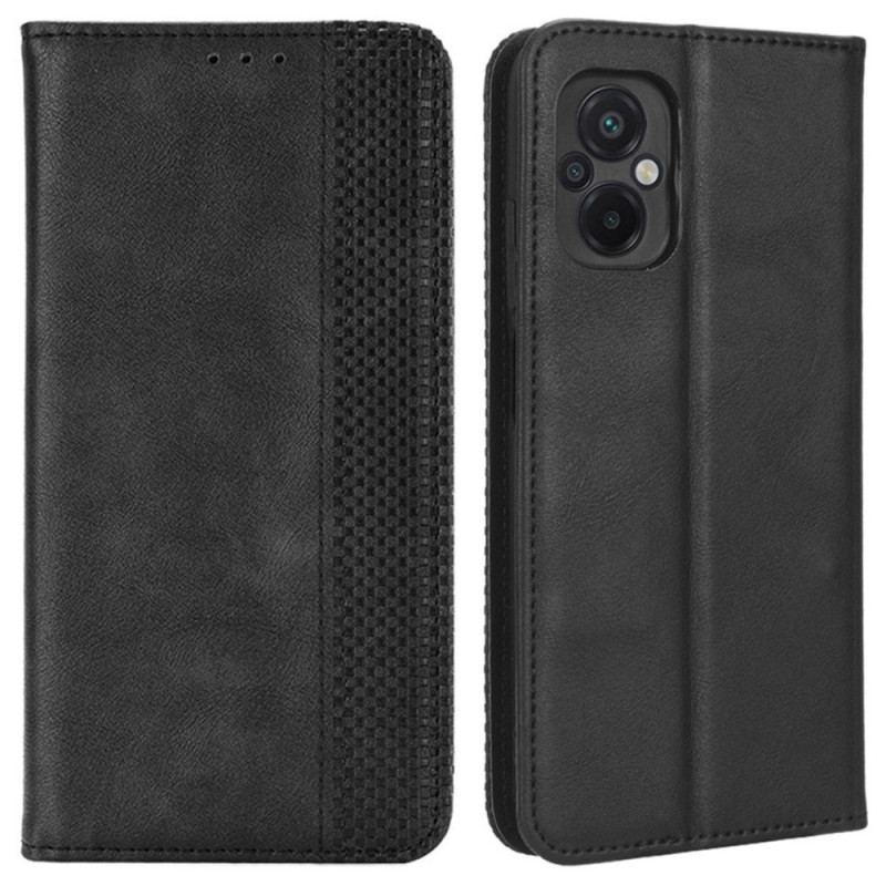 Cover Poco M5 Flip Cover Stiliseret Læderstil