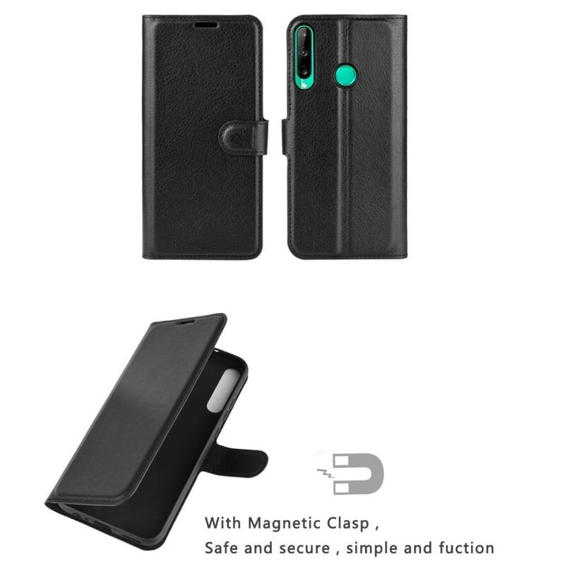 Flip Cover Huawei Y7p Klassisk Litchi Imiteret Læder