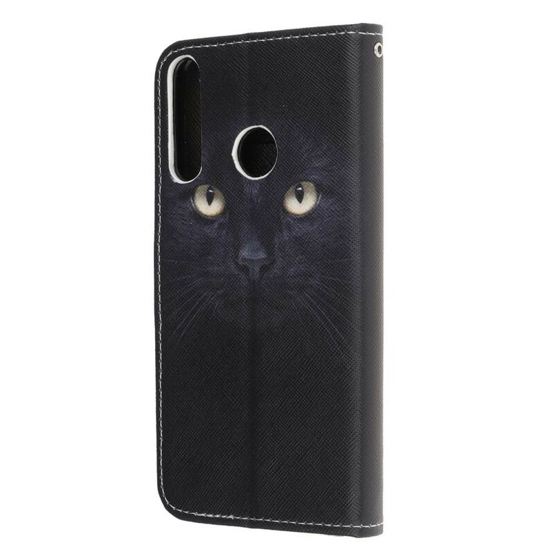 Flip Cover Huawei Y7p Med Snor Strappy Black Cat Eyes