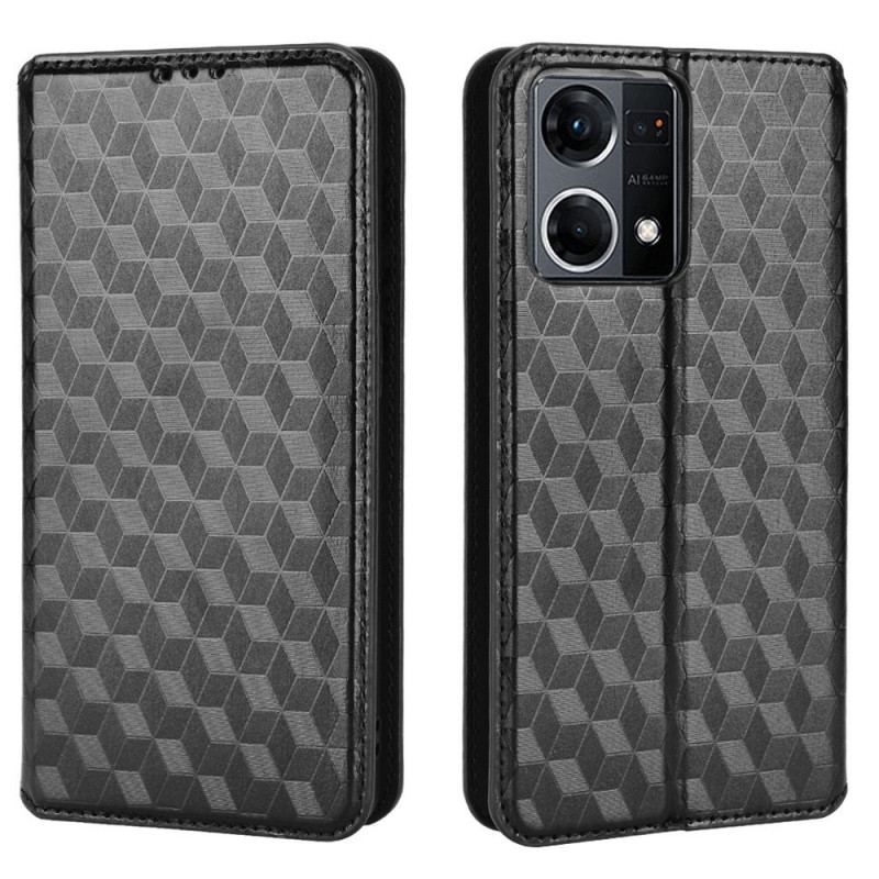 Cover Oppo Reno 7 Flip Cover 3d Cube Lædereffekt