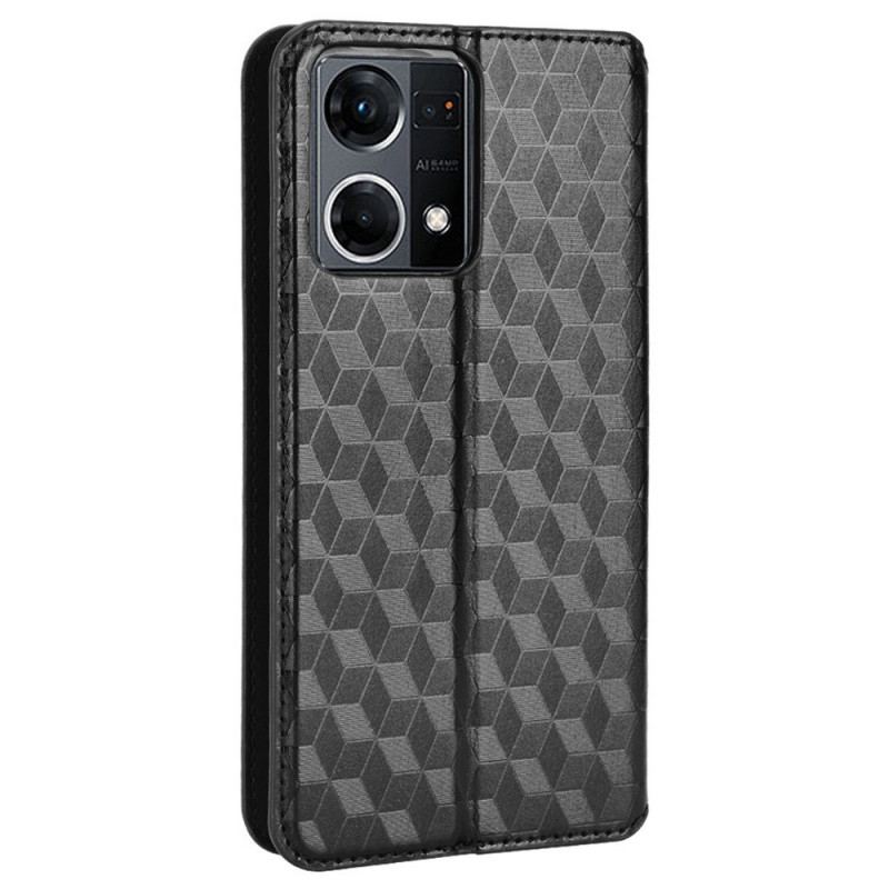 Cover Oppo Reno 7 Flip Cover 3d Cube Lædereffekt