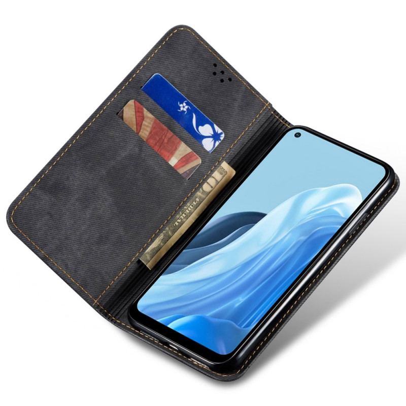 Cover Oppo Reno 7 Flip Cover Denim Stof