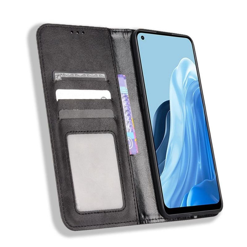 Cover Oppo Reno 7 Flip Cover Stiliseret Læderstil