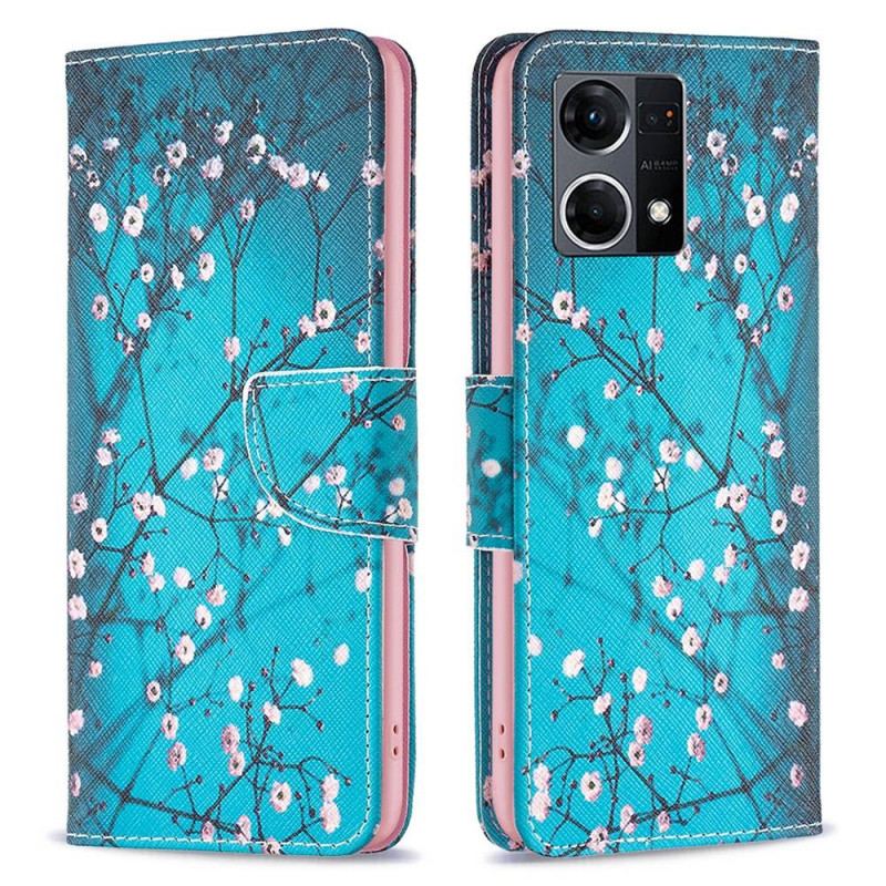 Flip Cover Oppo Reno 7 Blomstrende Grene