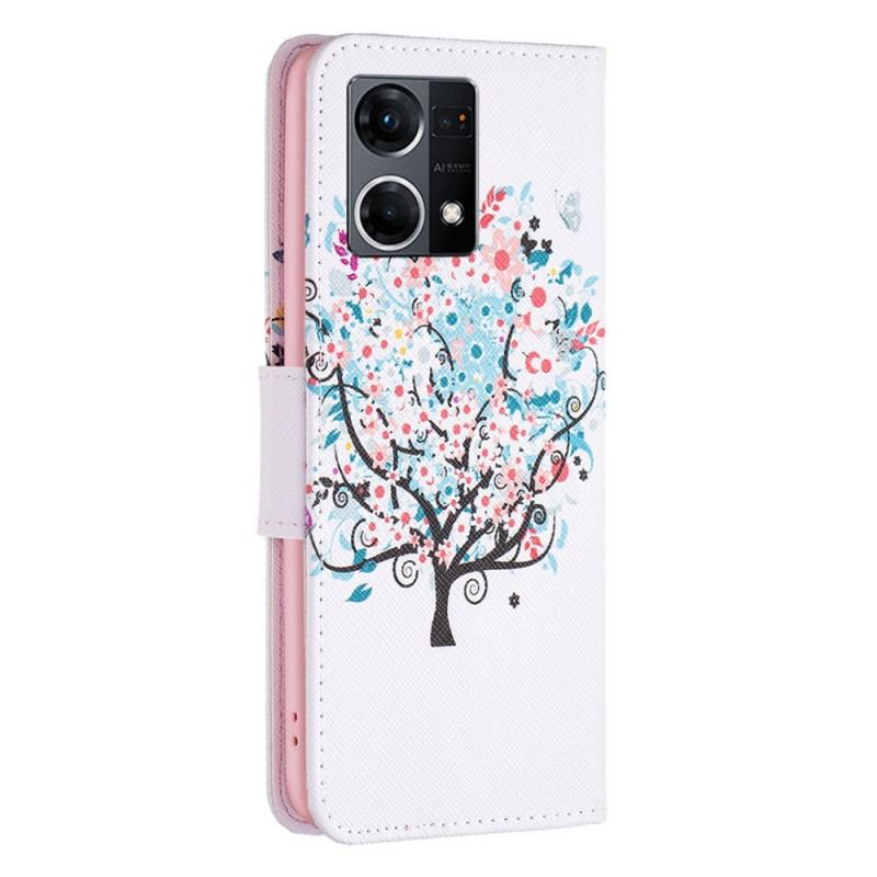 Flip Cover Oppo Reno 7 Blomstret Træ