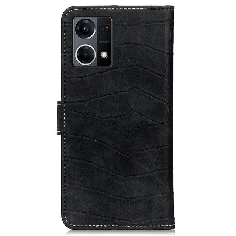 Flip Cover Oppo Reno 7 Krokodillehudstil