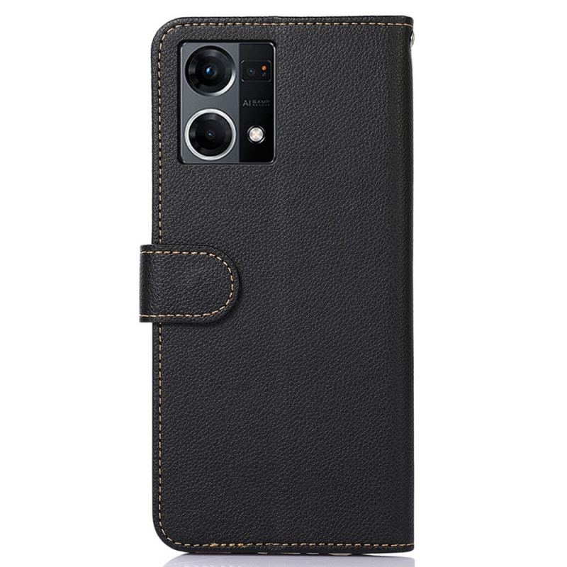 Flip Cover Oppo Reno 7 Lychee Style Rfid Khazneh