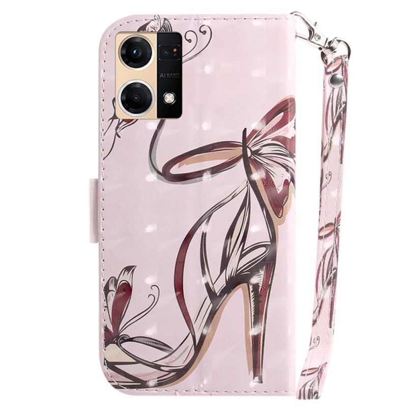 Flip Cover Oppo Reno 7 Med Snor Strappy Pumpe