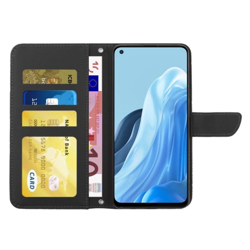 Flip Cover Oppo Reno 7 Sommerfugle Og Skulderrem