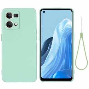 Mobilcover Oppo Reno 7 Flydende Silikone Med Snor