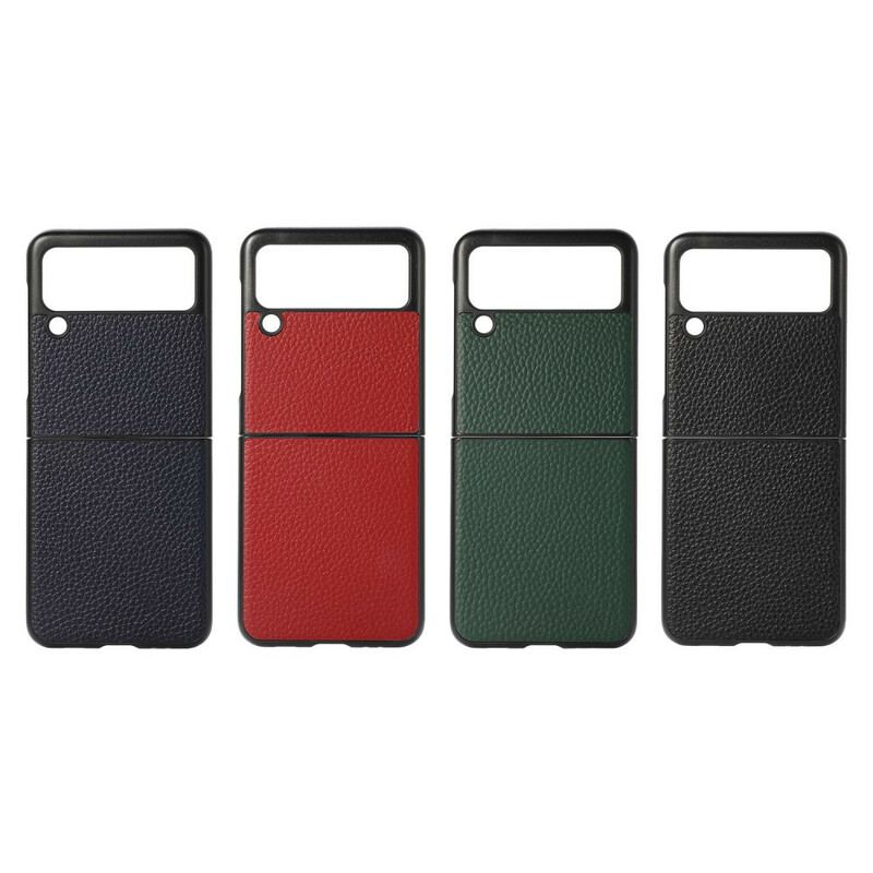 Cover Samsung Galaxy Z Flip 3 5G Flip Cover Ægte Litchi Farve Læder