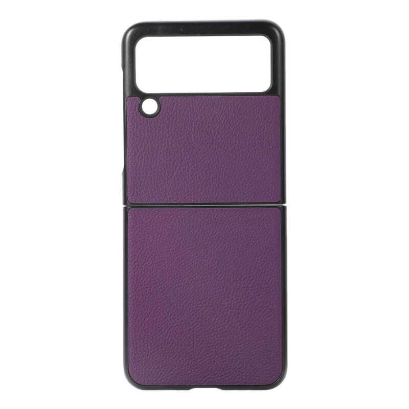 Cover Samsung Galaxy Z Flip 3 5G Flip Cover Ægte Litchi Læder