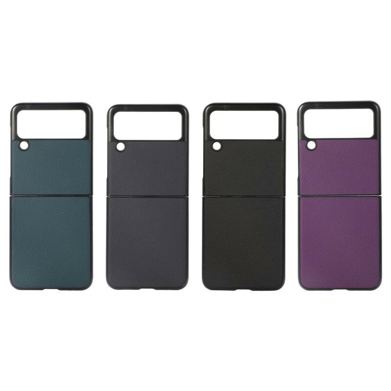 Cover Samsung Galaxy Z Flip 3 5G Flip Cover Ægte Litchi Læder