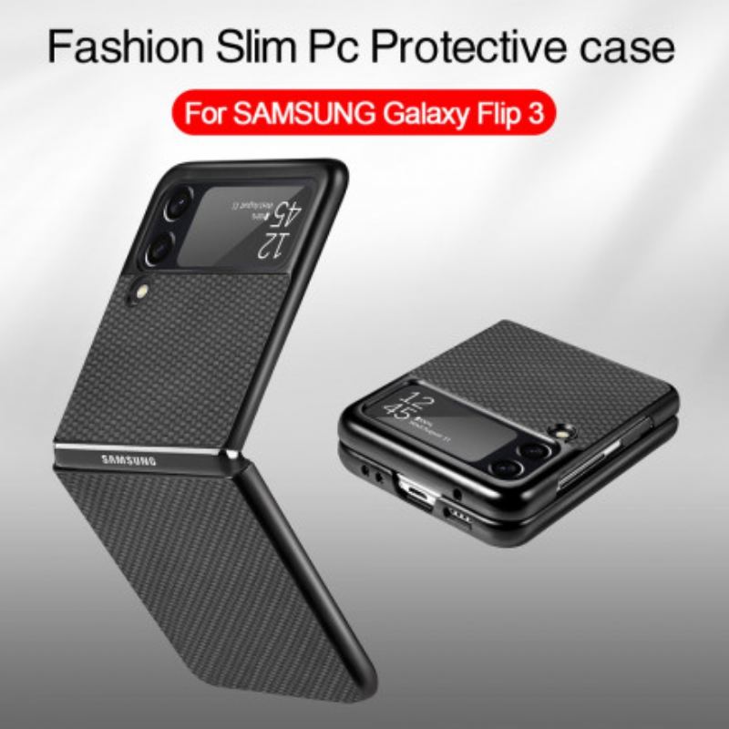 Cover Samsung Galaxy Z Flip 3 5G Flip Cover Tekstureret Kulfiber