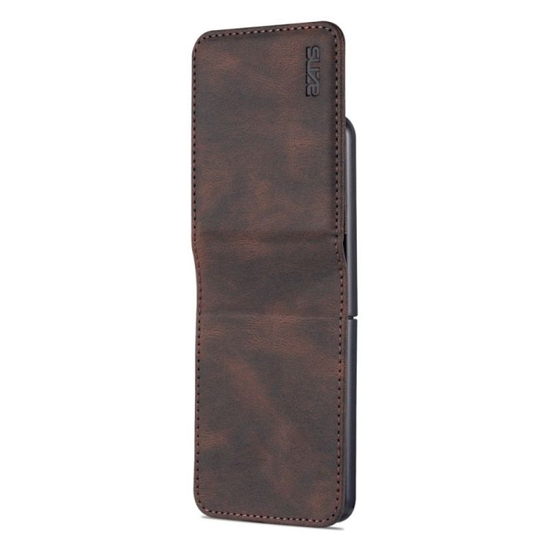 Etui Samsung Galaxy Z Flip 3 5G Flip Cover Lædereffekt Kortholder Og Rem Azns